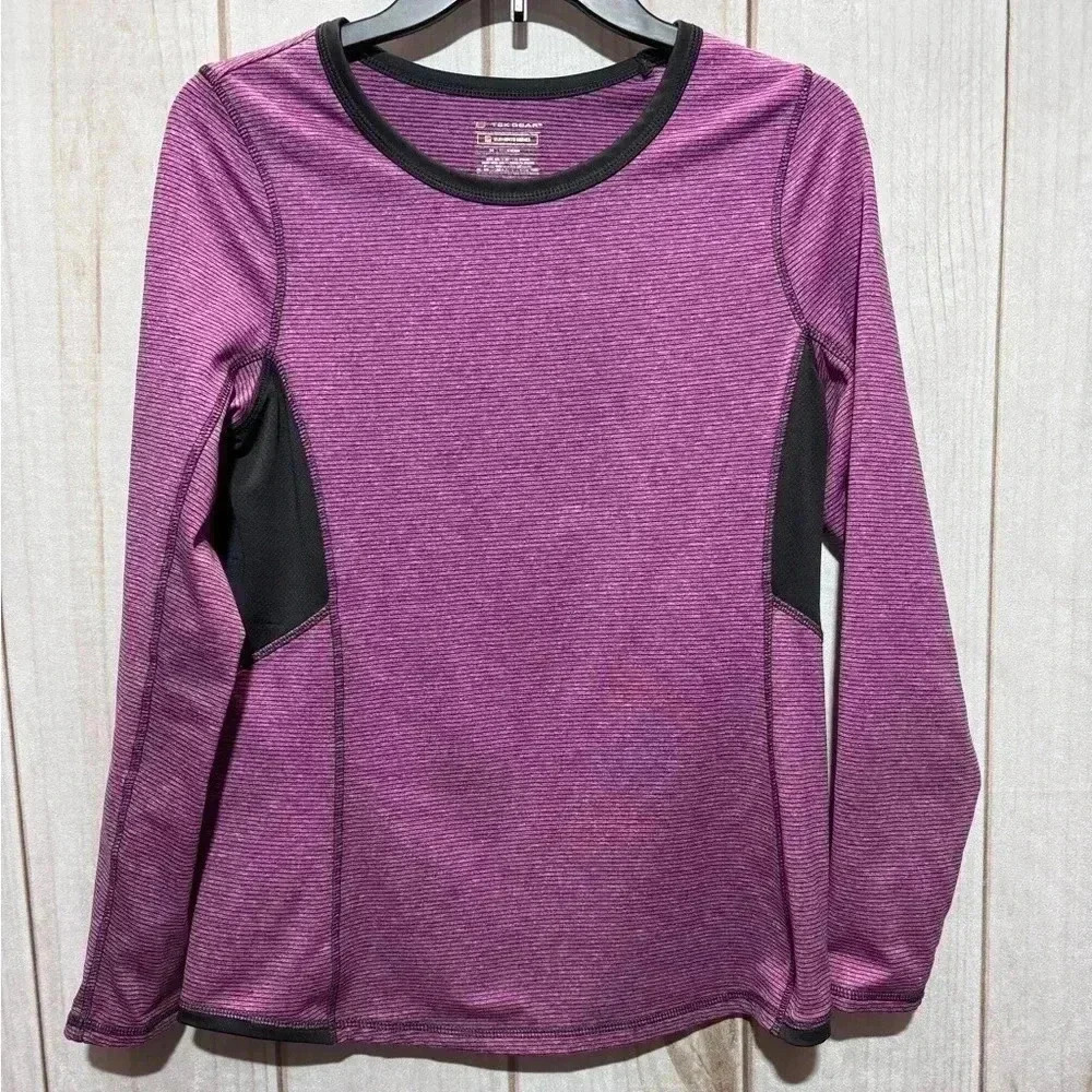 Tek Gear Elements Series Long Sleeve Fleece Lined Athletic‎ Top M Purple Stripe